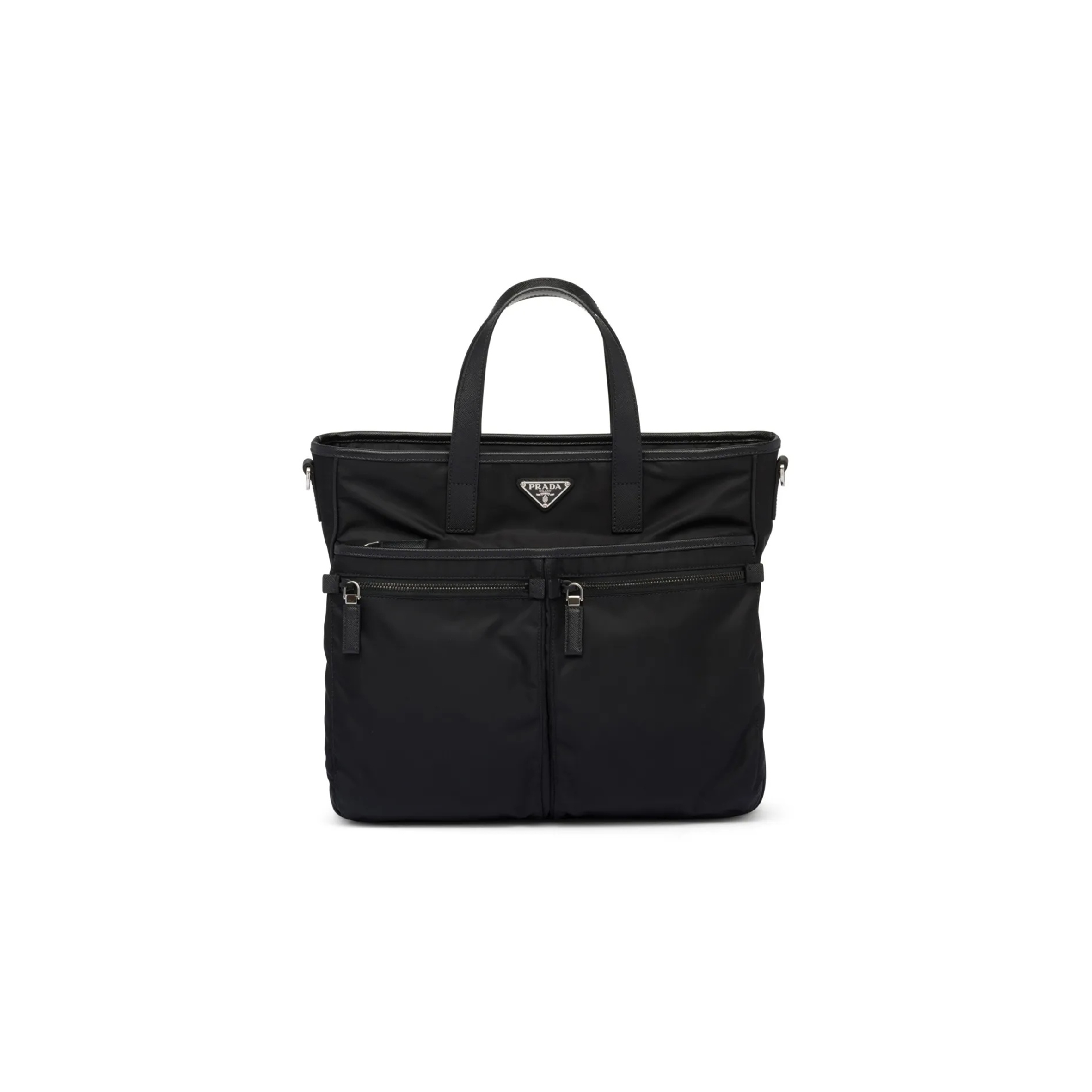 Pra*a re-nylon and saffiano leather tote bag 2vg860 (36*34*8cm)